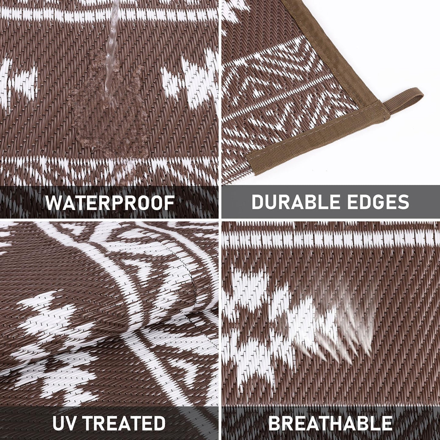 HiiARug Outdoor Rug for Patios Clearance 6'x9' Plastic Straw Rug Waterproof Reversible RV Mat Outdoor Area Rugs for RV, Backyard, Deck, Camping