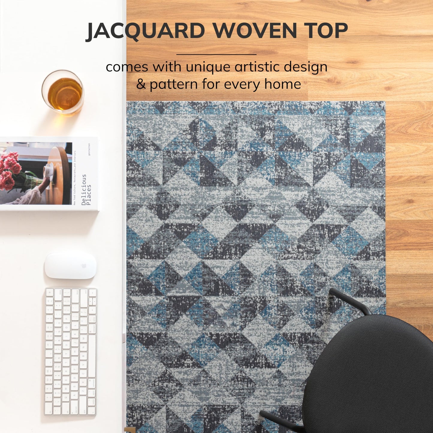 Anji Mountain Rug'd Office Chair Mat for Carpet & Hardwood Floor - Jacquard Woven, Anti-Slip Backing, Low Pile, Floor Protector Desk Chair Mat, Office Rugs for Rolling Chairs (Tromso - 36" x 48")