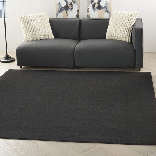 Nourison Home Nourison Essentials Black 7' x Square Area Rug - Easy Clean, Non Shedding, Bed Room, Living Room, Dining Room, Kitchen (7' x Square)