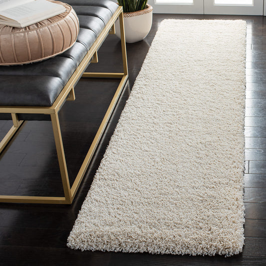 SAFAVIEH Milan Shag Collection Runner Rug - 2' x 6', Ivory, Solid Design, Non-Shedding & Easy to Clean, Plush Thick Pile, Ideal for Hallway, Foyer, Bedroom (SG180-1212)