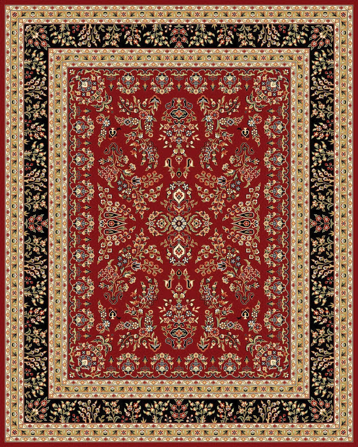 SAFAVIEH Area Rug 9x12 - Lyndhurst Collection - Large - Red & Black, Traditional Oriental Design, Non-Shedding & Easy to Clean, Ideal for Living Room, Bedroom, Dining Space (LNH331B)