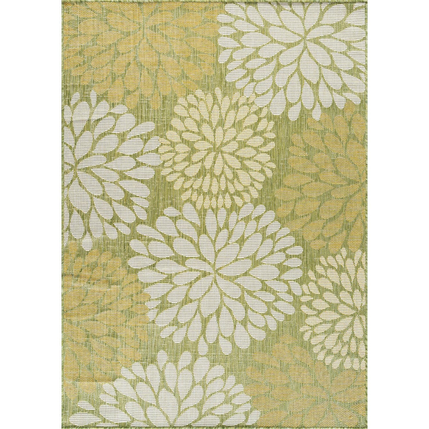 Beverly Rug Outdoor Rug 5x7 Modern Exotic Tropical Leaf Area Rugs for Indoor and Outdoor Patio Deck Porch Garden Water Resistant Washable Outside Carpet (5 x 7 Green)