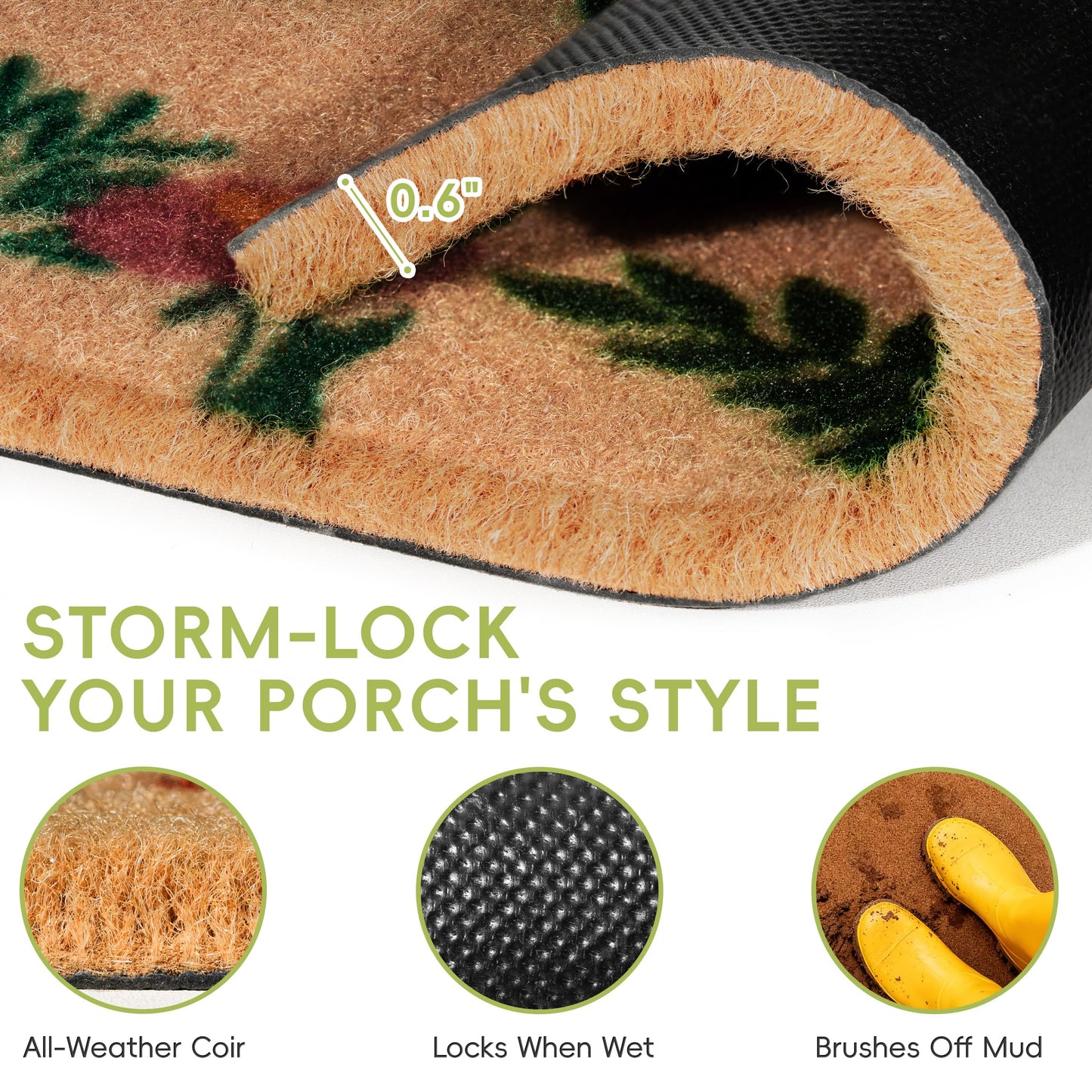 TIKIRUGI Front Door Mat Set, 2-Piece Spring Floral Hello Welcome Doormat