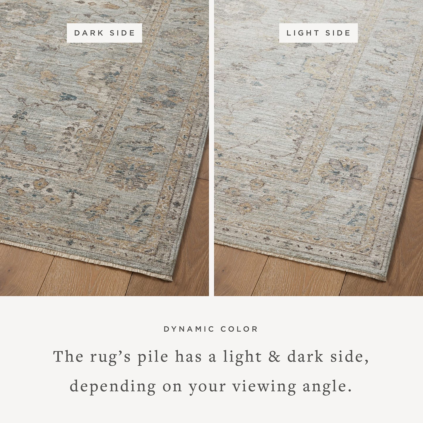 Loloi Magnolia Home by Joanna Gaines Millie Collection MIE-02 Sky/Gold 5'-3" x 7'-6", .25" Pile Height, Area Rug