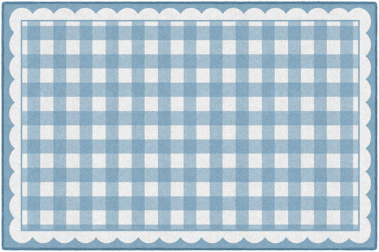 Flagship Carpets School Days Blue Gingham Educational Area Rug for Kids Room, Children's Classroom Rug for Teaching and Playroom, 5' X 7'6" - Blue