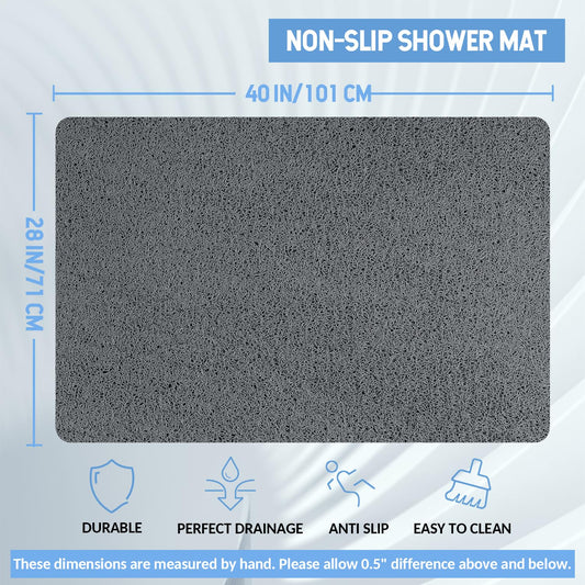 Hargiis Non-Slip Bathtub Mat, Anti Slip Shower Mat, Fast Drying Bathtub Mats, Foot Scrubber Mat, Anti Slip Mat for Tub, Floor, Bathroom, Kitchen, Home, Hotel (Grey 40"×28")