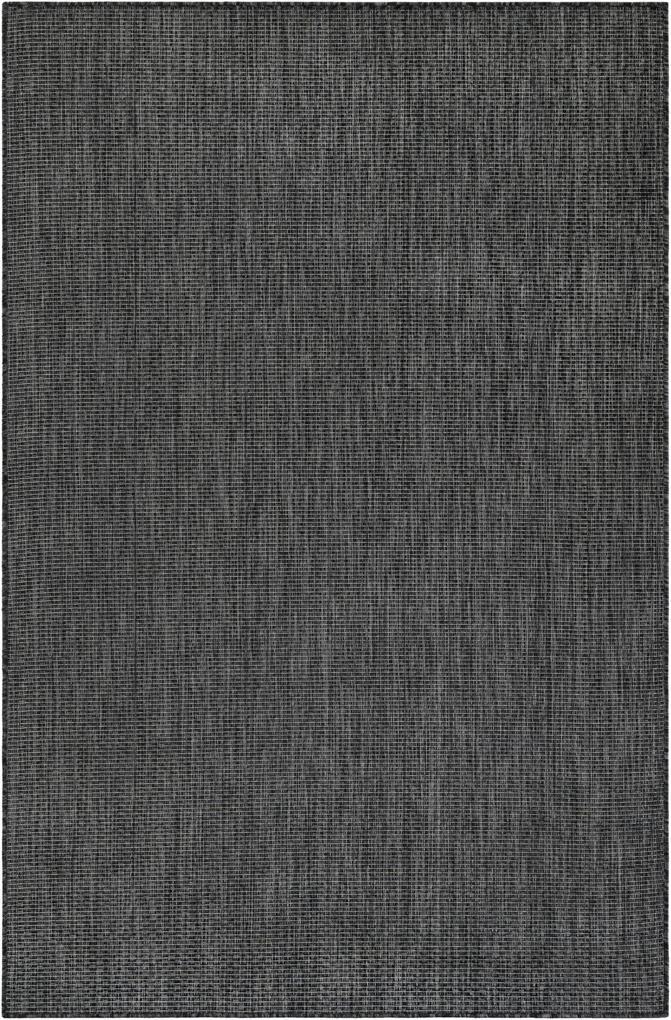 Unique Loom Outdoor Solid Collection Area Rug (5' 3" x 7' 1" Rectangle Black/Ivory)