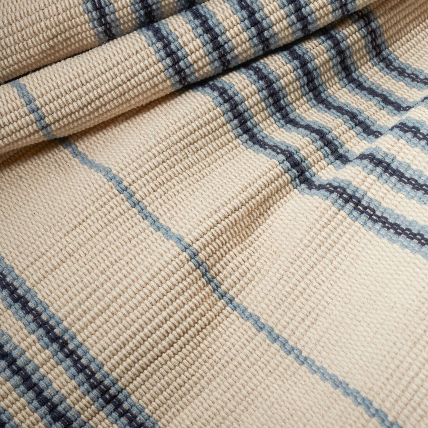 Dash & Albert Conway Blue Handwoven Cotton Rug, 3 X 5 Feet, Blue Stripe Pattern - Premium Luxury Hotel Quality Soft Breathable Hypoallergenic Machine Washable Easy Care All Season Comfortable