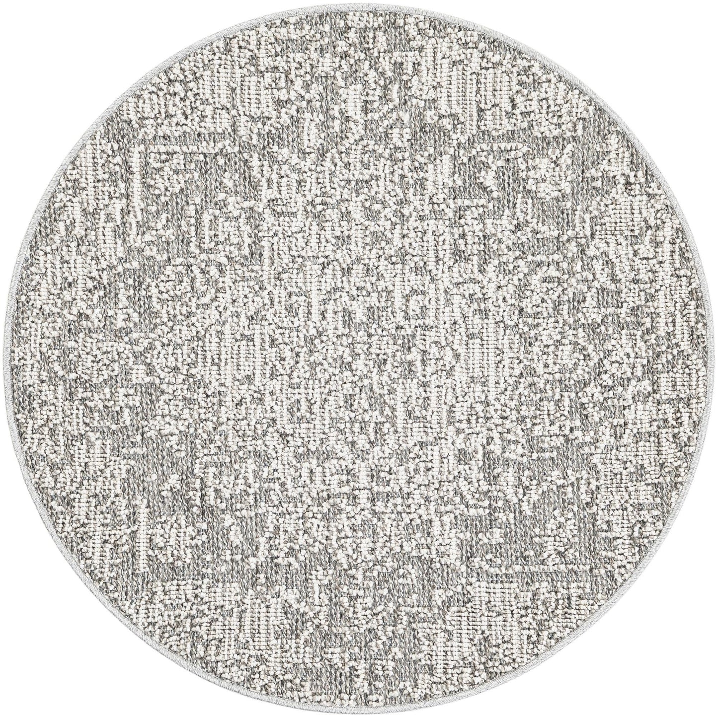 Rugs.com - Outdoor Traditional Rug – 3 Ft Round Light Gray Washable Indoor/Outdoor Rug – Perfect for Patios, Decks, and Porches