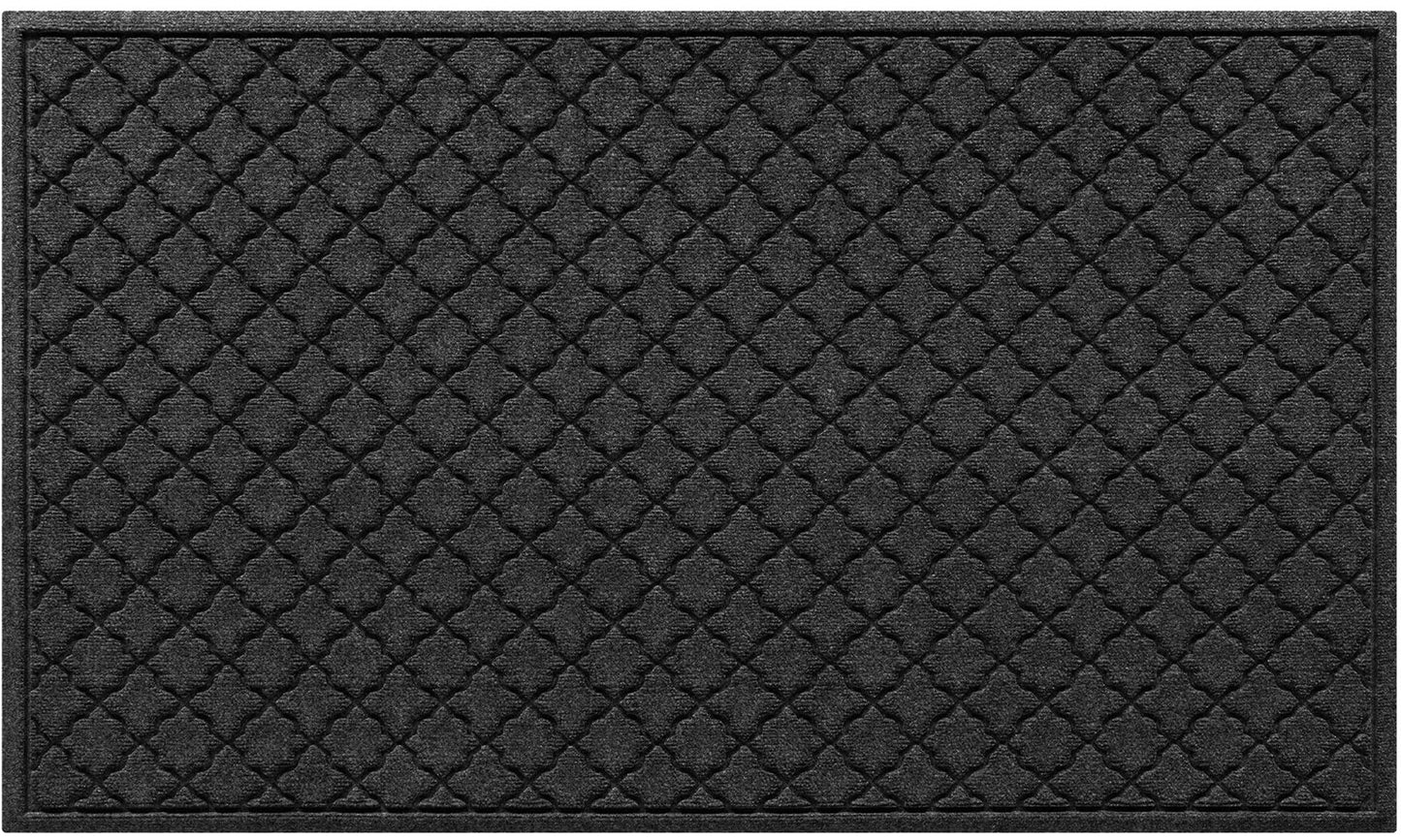 WaterHog Cordova Front Door Mat Indoor Outdoor Entrance, Absorbent All-Weather Doormat with Non-Slip Rubber Backing, Dirt & Moisture Trapper, Low Profile, Easy Clean, Made in USA, 35"x59" Charcoal