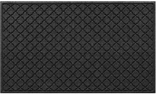 WaterHog Cordova Front Door Mat Indoor Outdoor Entrance, Absorbent All-Weather Doormat with Non-Slip Rubber Backing, Dirt & Moisture Trapper, Low Profile, Easy Clean, Made in USA, 35"x59" Charcoal