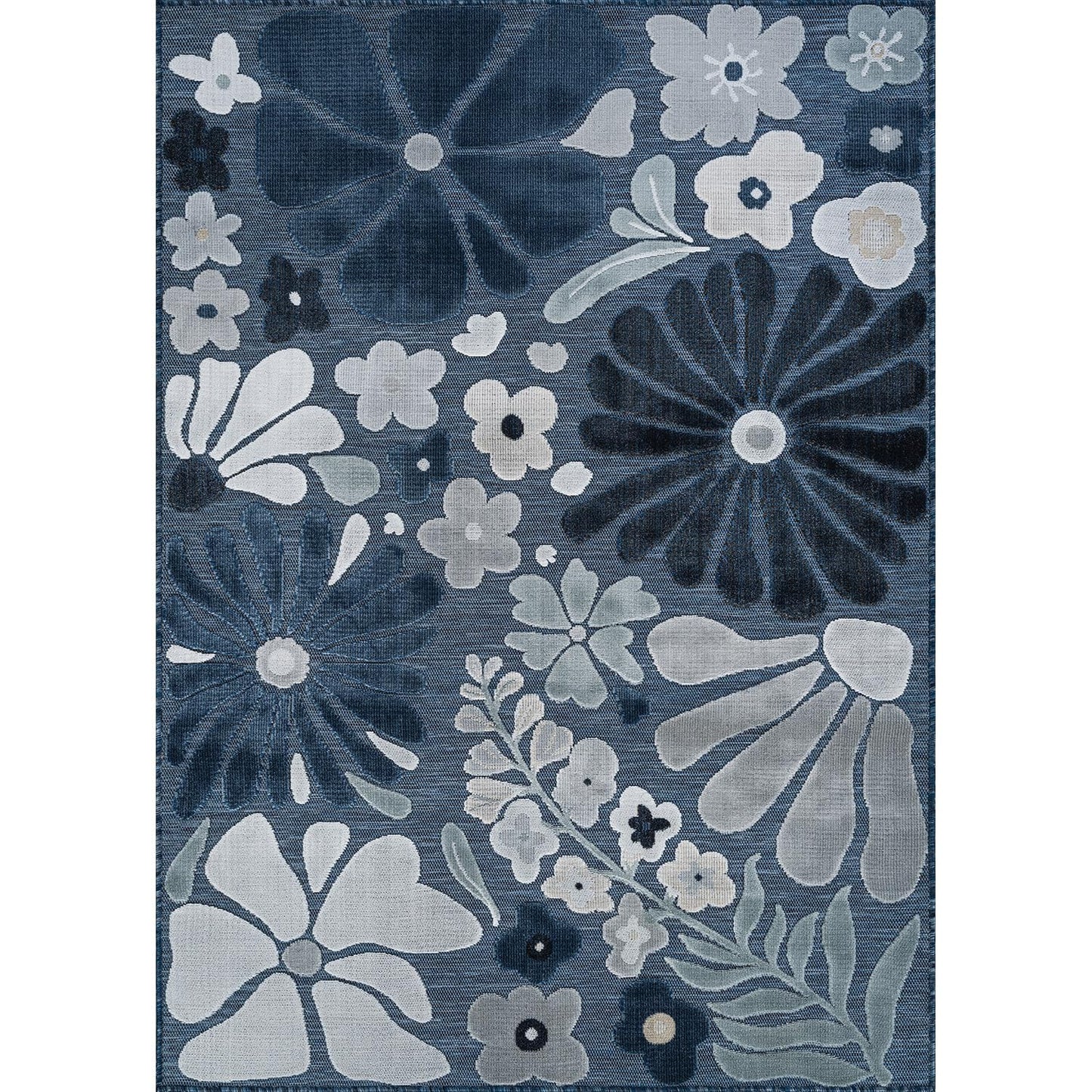 Beverly Rug Outdoor Rug 8x10 Modern Floral Tropical Area Rugs for Outdoor and Indoor Patio Easy to Clean Non Shedding Living Room Porch Garden Washable Outside Carpet (8 x 10 Navy)