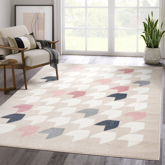 Abani Rugs Cream and Pink 5 ft. x 8 ft. Contemporary Rug