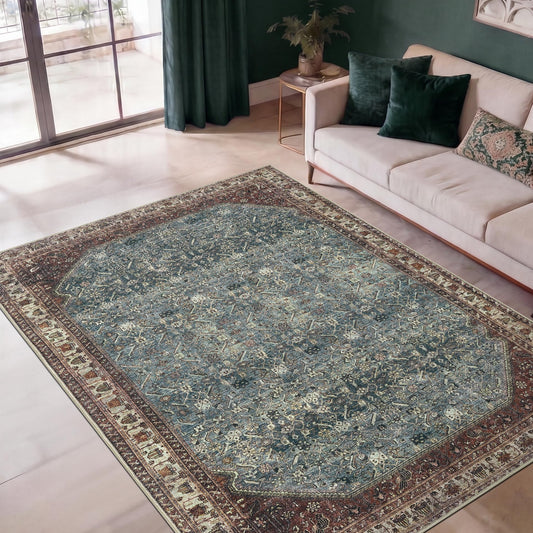 Keen Home Design 3x5 Rug - Machine Washable Entry Rug with Non-Slip Backing, Ideal for Enteryway, Kitchen, Bathroom, Laundry Room - Vintage, Easy Clean, Durable, Low Pile Rug - (3' x 5')