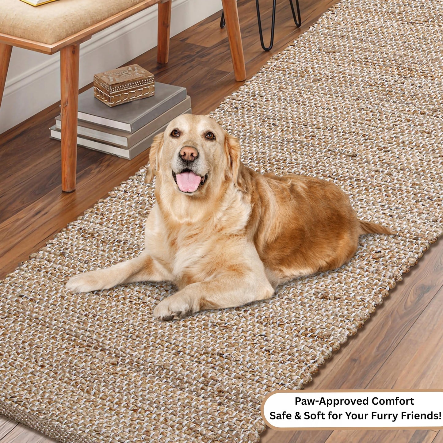 Hausattire Jute Woven Runner Rug 2'x6' - Natural, Hand Braided Boho Reversible Area Rugs for Kitchen, Living Room | Farmhouse Indoor Outdoor Long Mat for Bedroom, Natural Fiber Patio Mats - 24x72 Inch