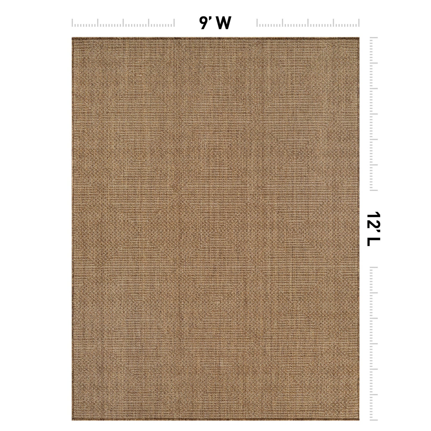 Rugshop Diamond Grid Indoor Outdoor Flat Woven Area Rug,Natural Jute-Style,Easy-Care Patio Rug for Backyard Porch Deck Balcony, 9' x 12' Sand/Natural