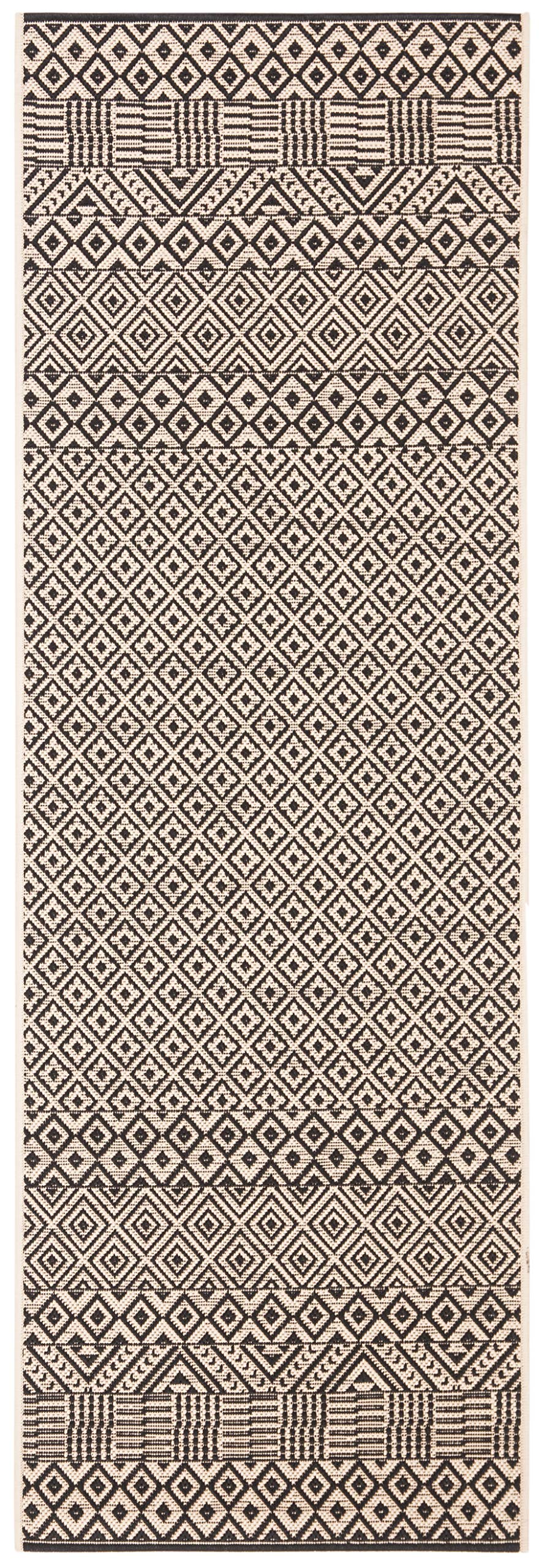 SAFAVIEH Washable Rug Outdoor Courtyard Collection - 2'3" x 6'7" Runner, Beige & Black, Non-Shedding & Easy Cleaning, Ideal for Patio, Entryway, Mudroom, Hallway, Kitchen (CY6235-25612)