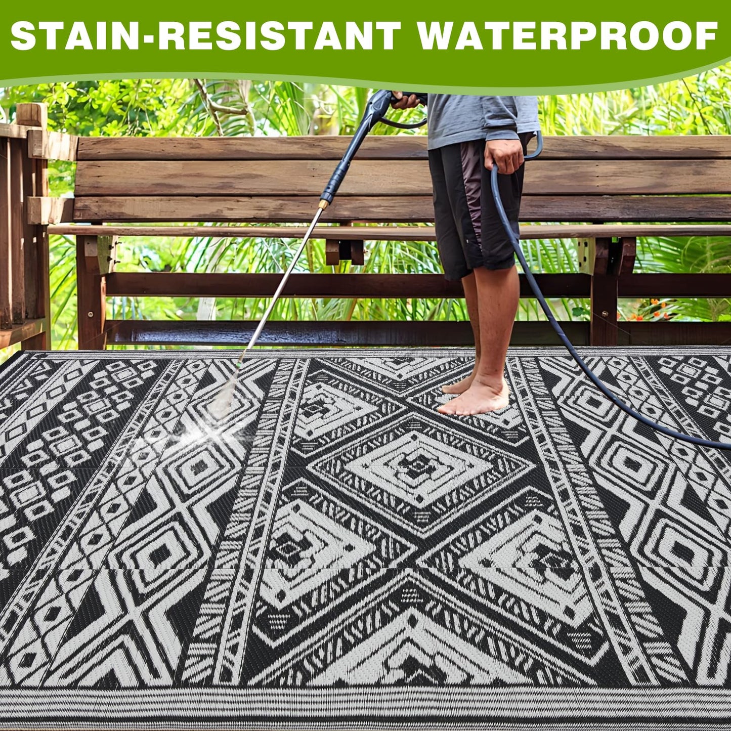 YONILE Outdoor Rug 5x8 ft Waterproof, Reversible Outdoor Plastic Straw Rug for Patios Clearance, Outdoor Area Rug Carpet RV Mat for Camping Backyard Deck Porch