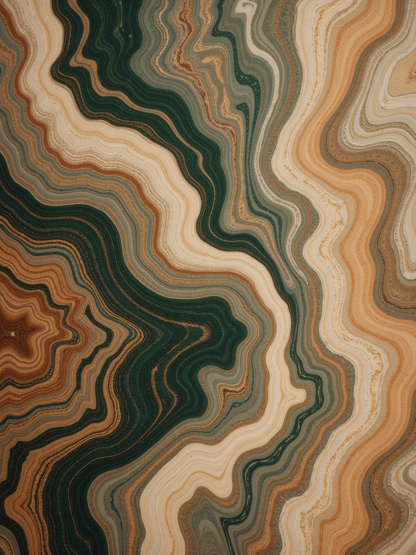 Retro Abstract Striped Marble Emerald Green Beige Brown Area Rug 8x10 Thin Non Shedding Unique Aesthetic Rugs for Bedroom Diningroom Farmhouse Guestroom Office Easy Clean Earth Tone Carpets