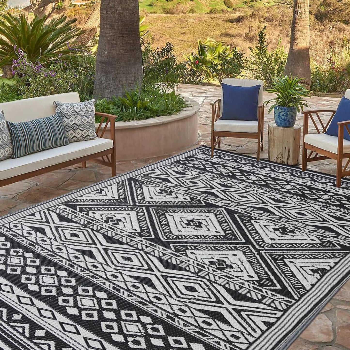 YONILE Outdoor Rug 5x8 ft Waterproof, Reversible Outdoor Plastic Straw Rug for Patios Clearance, Outdoor Area Rug Carpet RV Mat for Camping Backyard Deck Porch