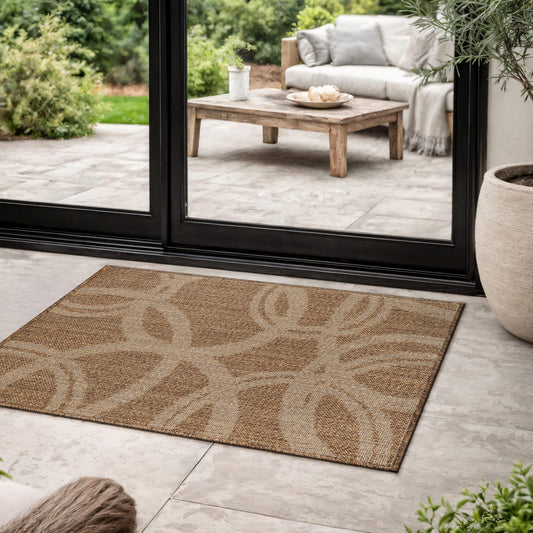 Rugshop Abstract Indoor Outdoor Flat Woven Area Rug,Natural Jute-Style,Easy-Care Patio Rug for Entryway Backyard Porch Deck Balcony, 2' x 3' Sand/Natural
