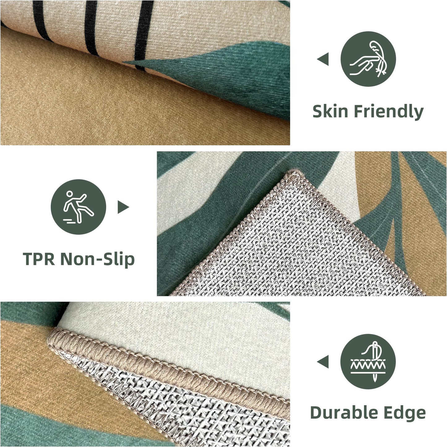 Indoor Outdoor Area Rug, Mid Century Sun Outdoor Patio Rug,Washable Abstract Art Leaves Eucalyptus Runway Rugs Non-Slip Carpet for Camping, Bedroom, Deck(5x8)