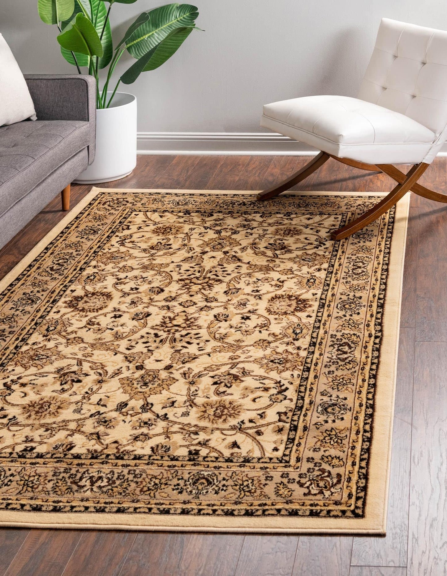 Unique Loom Sialk Hill Collection Area Rug - Washington (9' 10" x 14' 1" Rectangle, Ivory/ Beige)
