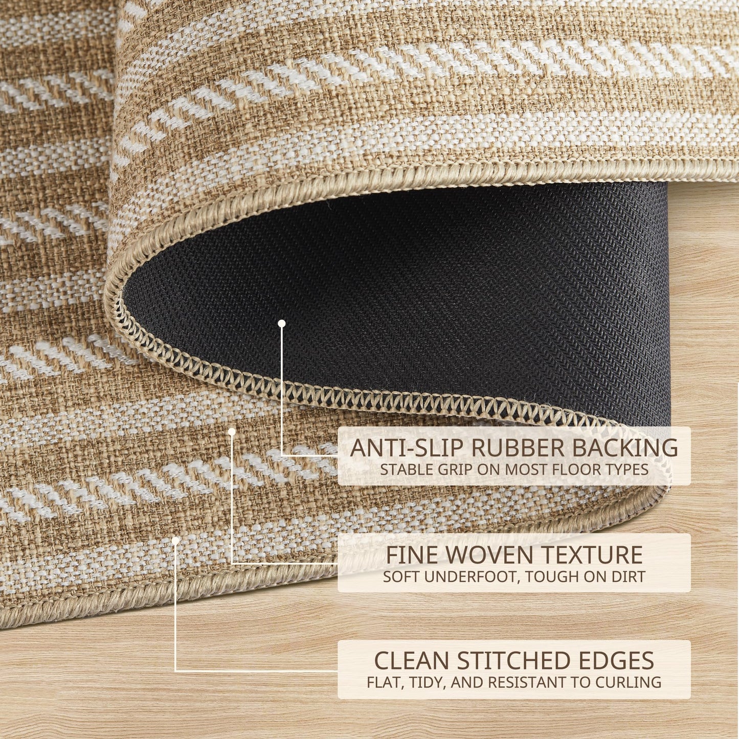MatEssenz Pet-Friendly Indoor Door Mat - Premium Woven Muddy Paws Dog Mat, Machine Washable Entryway Rug with Durable Rubber Backing, Low Profile Inside Doormat for Dogs, Cats, 17"x29.5", Khaki