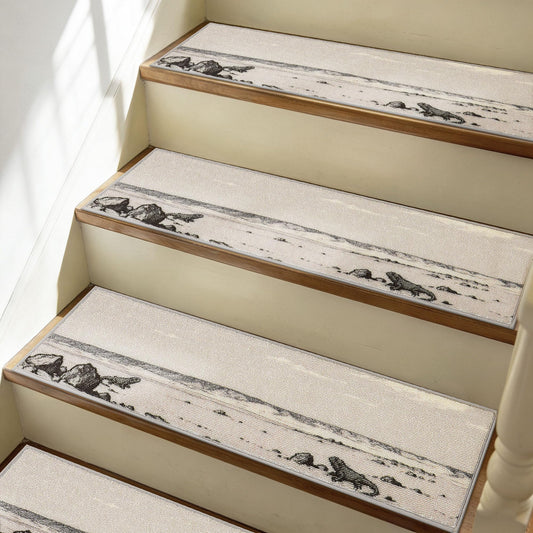 MatMaven Stair Treads for Wooden Steps Indoor,15 Pack 8"x30" Non Slip Machine Washable Carpet Stair Treads,Stair Runner Rugs with Peel & Stick Reusable TPE Backing for Kids Elders & Pets,Grey