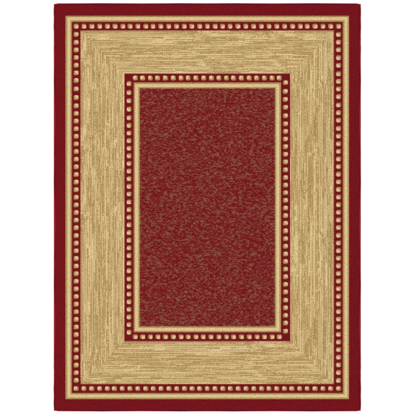 Ottomanson Area Rug 5' x 6'6" – Non Slip Rubber Backed Indoor Rug for Living Room, Bedroom, Dining Room, Low Pile Floor Carpet, Durable Accent Area Rug, Border Red