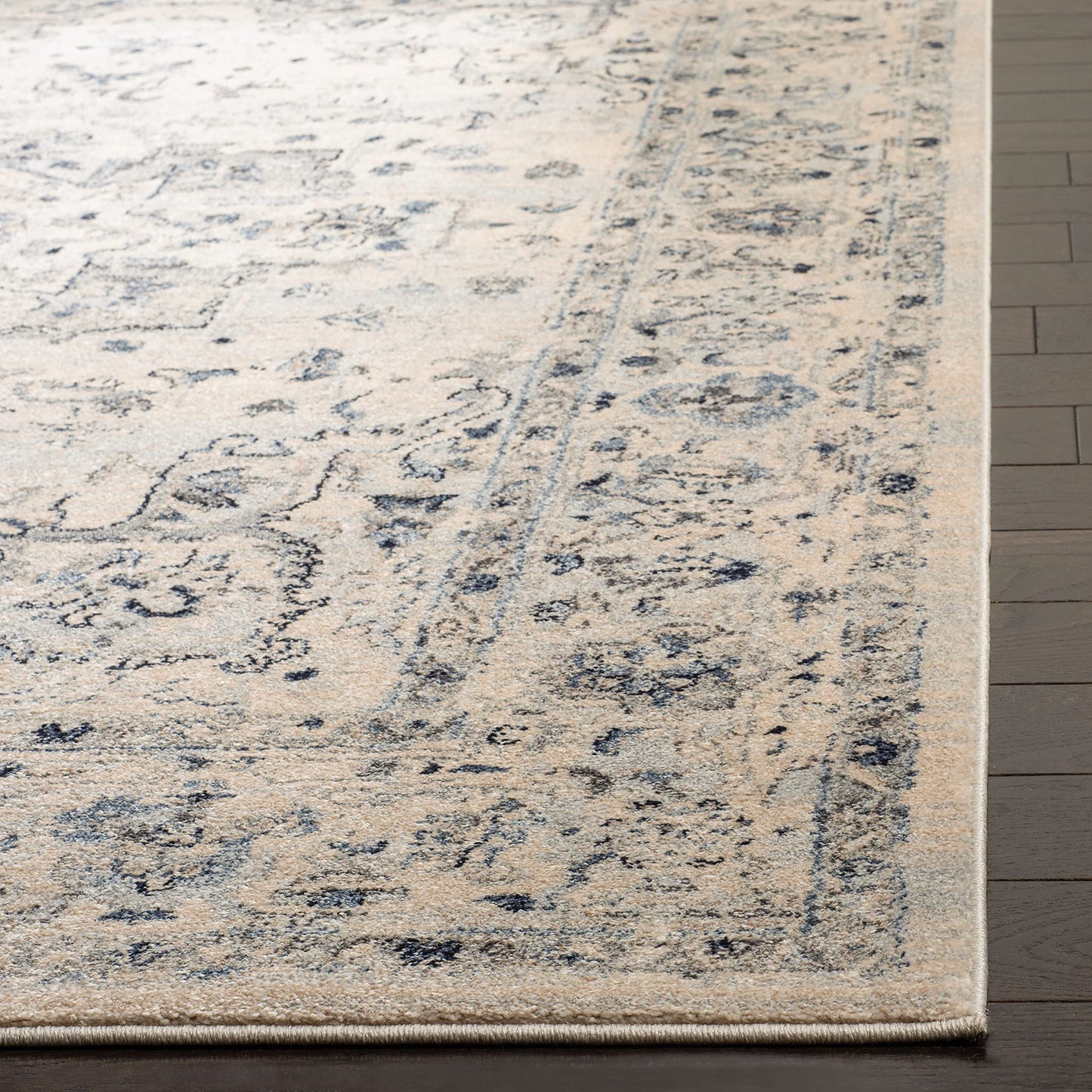 SAFAVIEH Charleston Collection Area Rug - 9' x 12', Ivory & Light Blue, Oriental Distressed Design, Non-Shedding & Easy Care, Ideal for High Traffic Areas in Living Room, Bedroom (CHL411M)