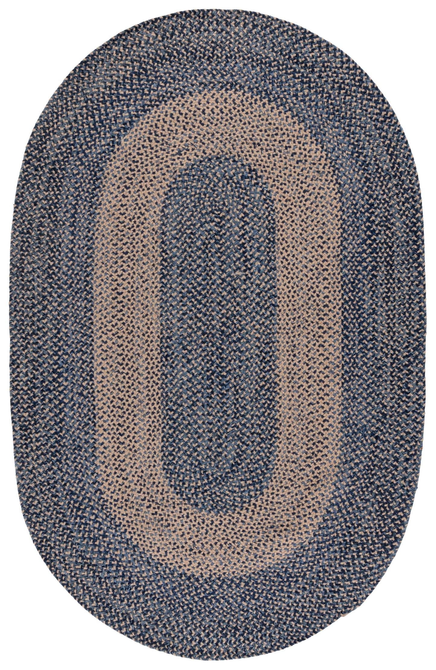 SAFAVIEH Braided Collection Area Rug - 4' x 6' Oval, Natural & Blue, Handmade Jute & Cotton, Ideal for Living Room, Bedroom, Home Office, Dining Space (BRA841M-4OV)