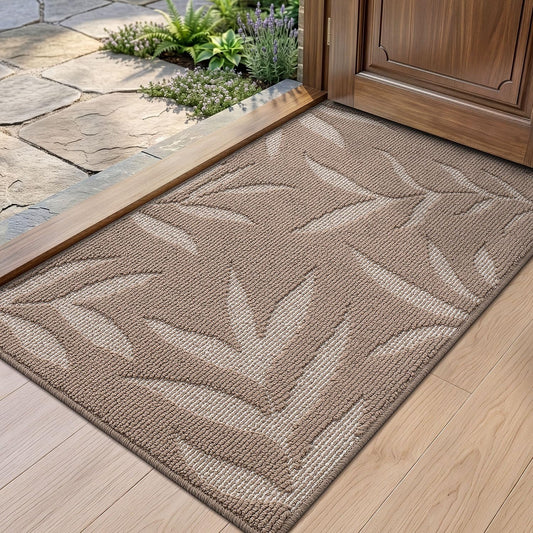 LUMI Front Door Mat Indoor Entrance 32"x48", Low Profile Welcome Mat, Non-Slip Washable Doormat with Rubber Backing for Entrance, Patio, Garage, Beige