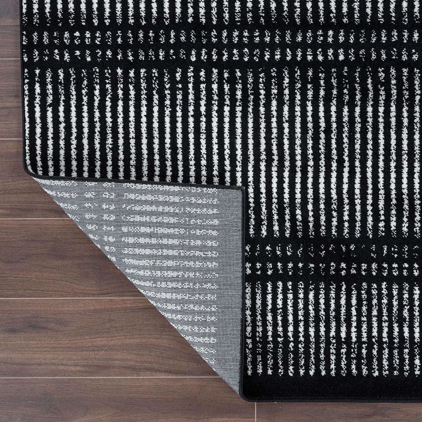 Rugshop Contemporary Stripe Lines High Traffic Living Room,Bedroom,Kitchen, Home Office Area Rug 5' x 7' Black