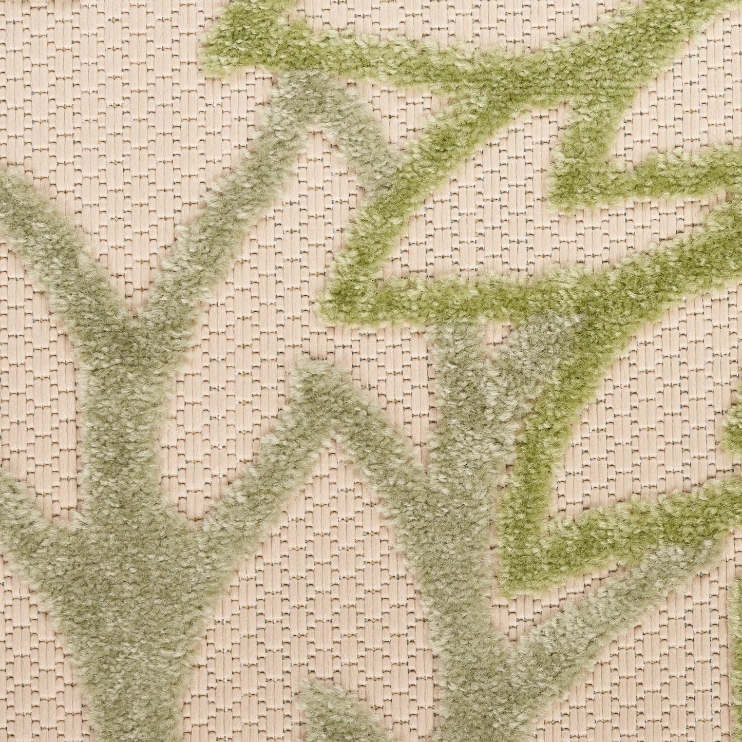 Nourison Home Aloha Indoor/Outdoor Ivory Green 7'10" x 10'6" Area Rug, Easy-Cleaning, Non Shedding, Bed Room, Living Room, Dining Room, Backyard, Patio, Deck (8x11)