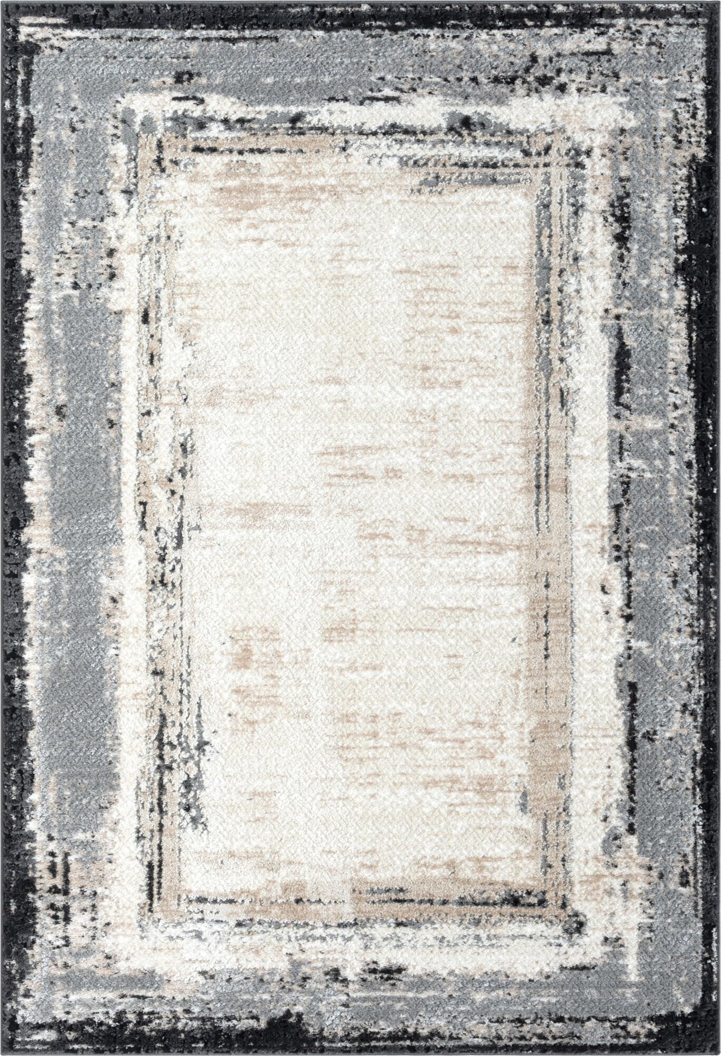 Abani Ivory Area Rug for Living Room, Bedroom - Abstract Pattern- 4' x 6' -Durable & Easy to Clean
