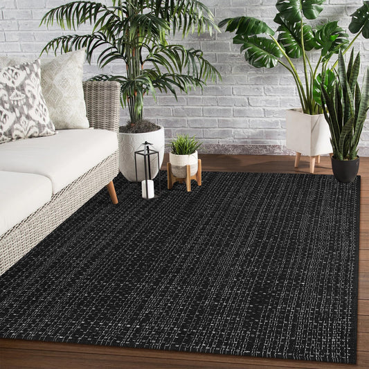 Seavish 4X6 Area Rug, Washable Kitchen Rug, Black and White Striped Outdoor Rug, Modern Cotton Woven Rugs, Farmhouse Decor Reversible Laundry Room Mat Small Accent Throw Rugs Front Porch Patio Mat
