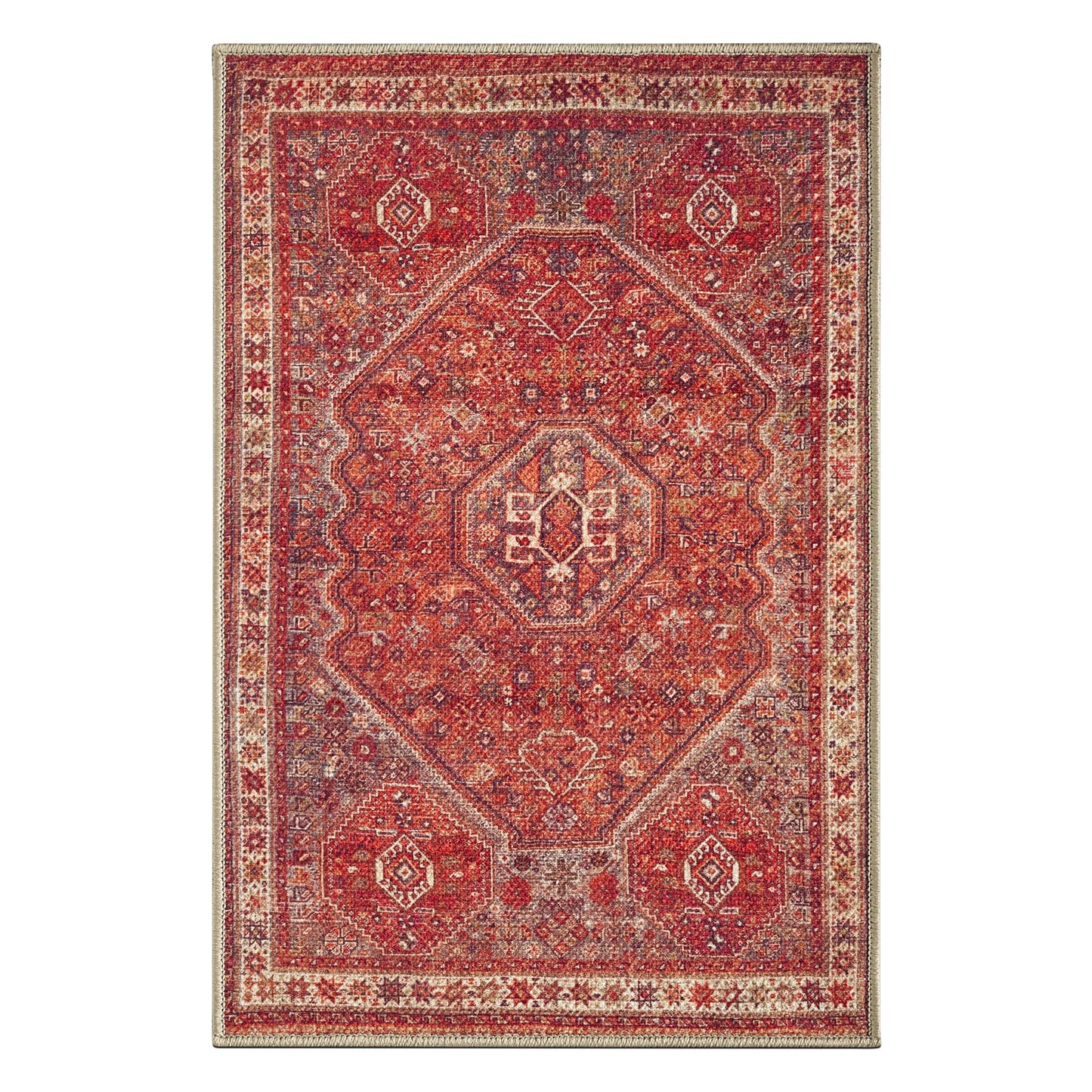 Keen Home Design 2x3 Rug - Machine Washable Entry Rug with Non-Slip Backing, Ideal for Enteryway, Kitchen, Bathroom, Laundry Room - Vintage, Easy Clean, Durable, Low Pile Rug - (2' x 3')