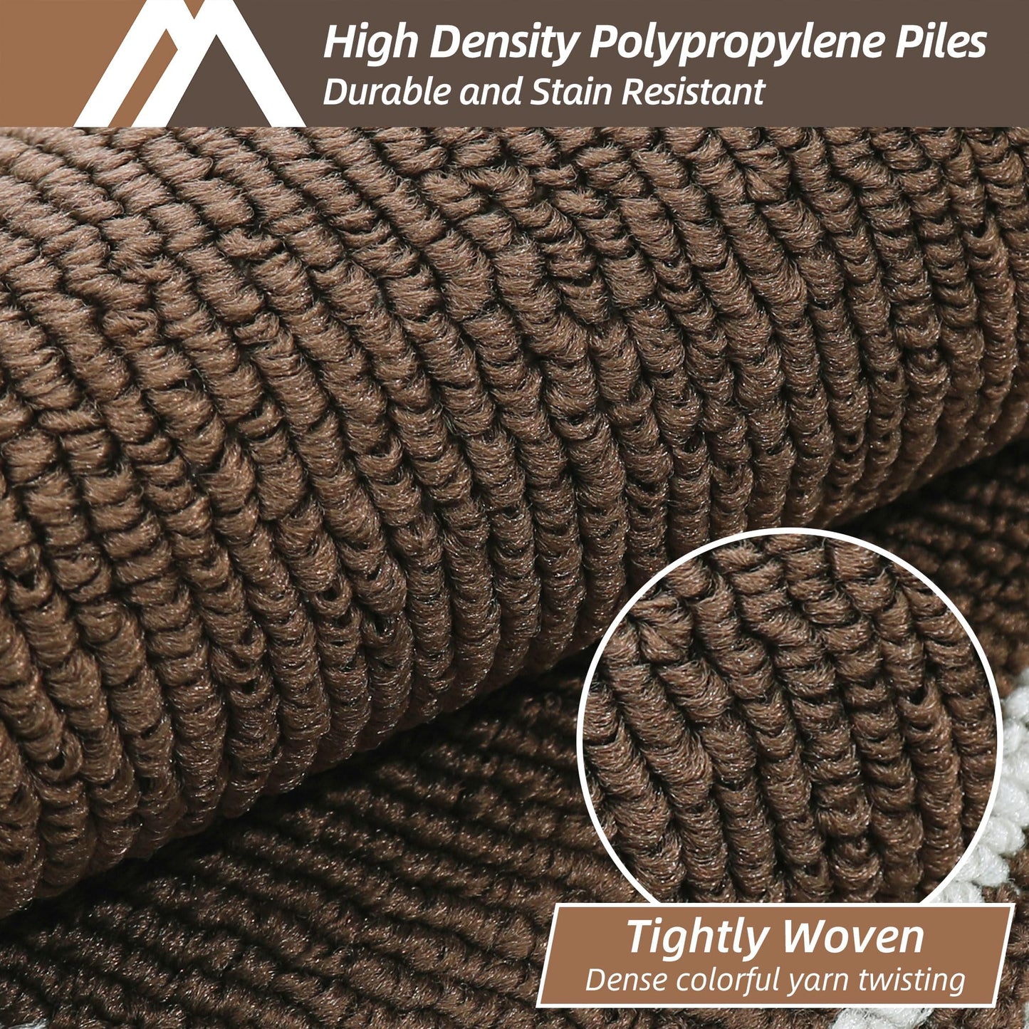 COSY HOMEER Washable Kitchen Rugs Sets of 2 Non-Slip Kitchen Mats,Browm