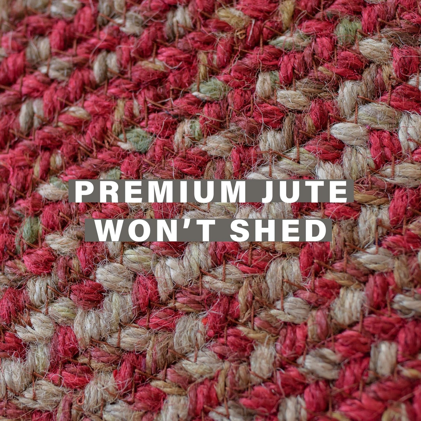 Homespice Apple Pie Small Braided Rugs 20x30 Oval - Jute Kitchen Rug Red and Beige for Country Primitive Decor, Reversible, Pet Friendly, Durable & Easy to Maintain