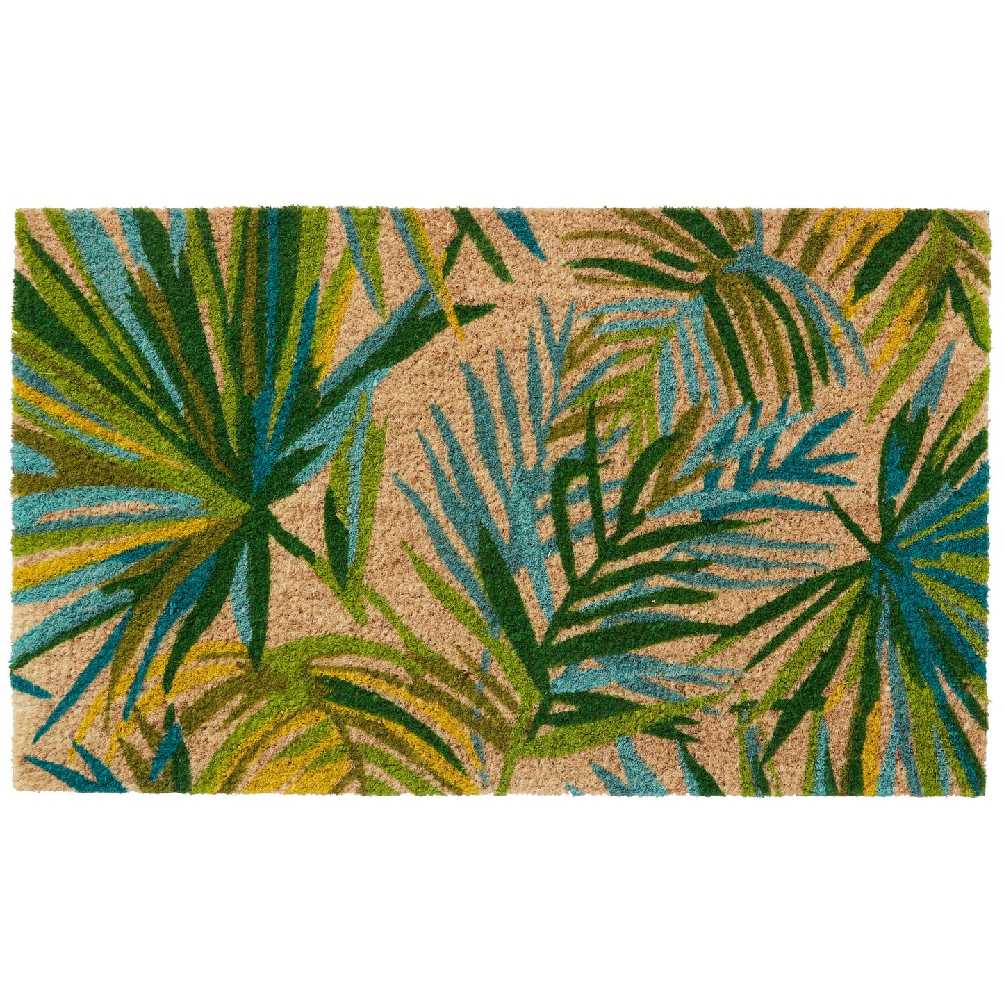HF by LT Palm Leaves 100% Coir Doormat, 18 x 30 inches, Naturally Durable, PVC-Backing, Sustainable
