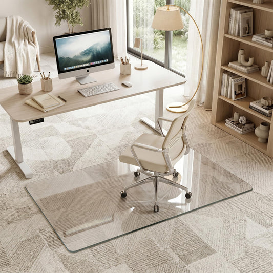 Antok Tempered Glass Chair Mat, 32"x48" Office Chair Mat for Carpet & Hardwood Floors, Heavy Duty 0.2" Desk Chair Mat for Smooth Rolling at Home or Office