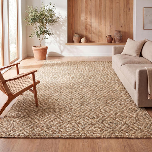 JONATHAN Y Hira Hand Woven Diamond Chunky Jute Natural Indoor Area Rug, 3x5, Bohemian, Transitional, Easy-Cleaning for Living Room, Bedroom, Kitchen, Pet Friendly, Non-Shedding (NFR100A-3)