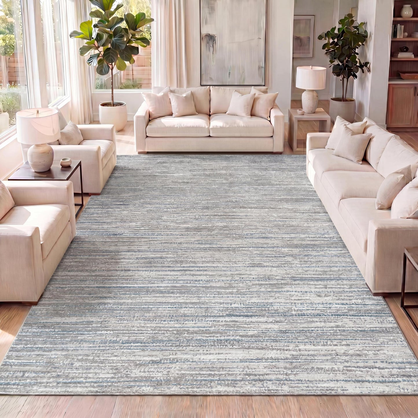 JONATHAN Y Loom Strie' Gray/Turquoise Indoor Area Rug 3X5 ft, Modern for Living Room, Bedroom, Kitchen, Office, Easy-Cleaning, High Traffic, Pet-Friendly, Non-Shedding SOR200B-3