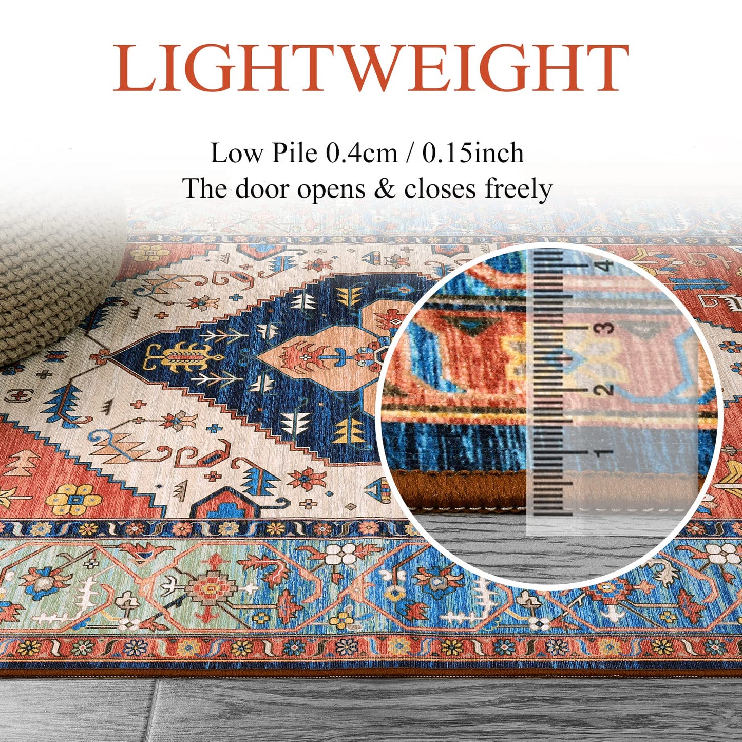 Lahome Boho Machine Washable Rugs - 5x7 Area Rugs for Living Room Non-Slip Oriental Throw Bedroom Rug Ultra-Thin Large Office Dining Room Rug Accent Floor Carpet for Kitchen Laundry Room Adelyn