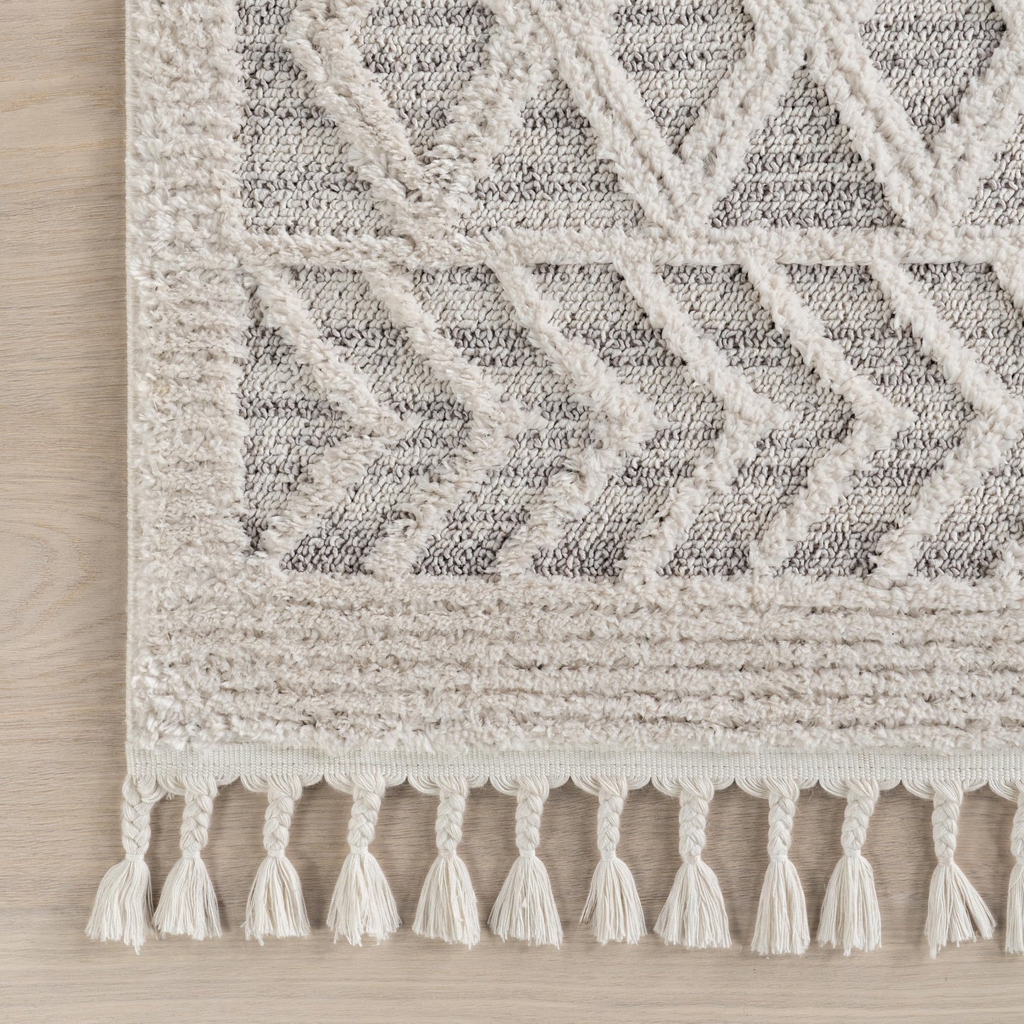 nuLOOM 2'6" x 10' Ansley Moroccan Tassel Area Rug, Light Grey, High-Low Textured Bohemian Design, Plush High Pile, Stain Resistant, For Bedroom, Living Room, Hallway, Entryway