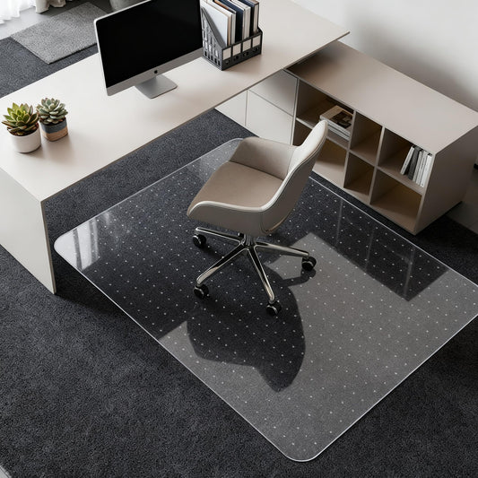 Kuyal Desk Chair Mat for Carpet, 30'' x 48'' Rectangle Transparent Mats for Chairs Good for Desks, Office and Home, Easy Glide, Protects Floors for Low and No Pile Carpeted Floors