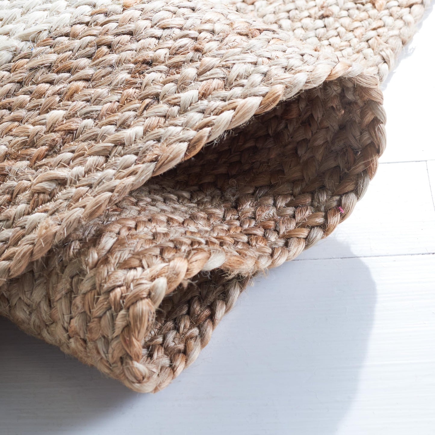 SAFAVIEH Area Rug 3x5 Oval - Natural Fiber Collection - Ivory & Natural Brown, Handmade Jute, Braided Border Design (NF801M)