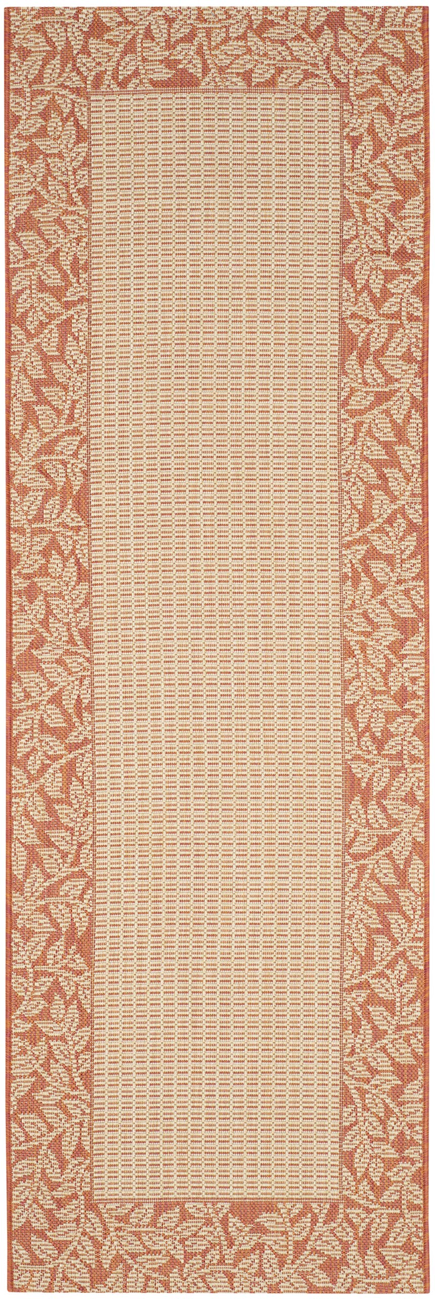 SAFAVIEH Washable Rug Outdoor Courtyard Collection - 2'3" x 6'7" Runner, Natural & Terracotta, Non-Shedding & Easy Cleaning, Ideal for Patio, Entryway, Mudroom, Hallway, Kitchen (CY0727-3201)