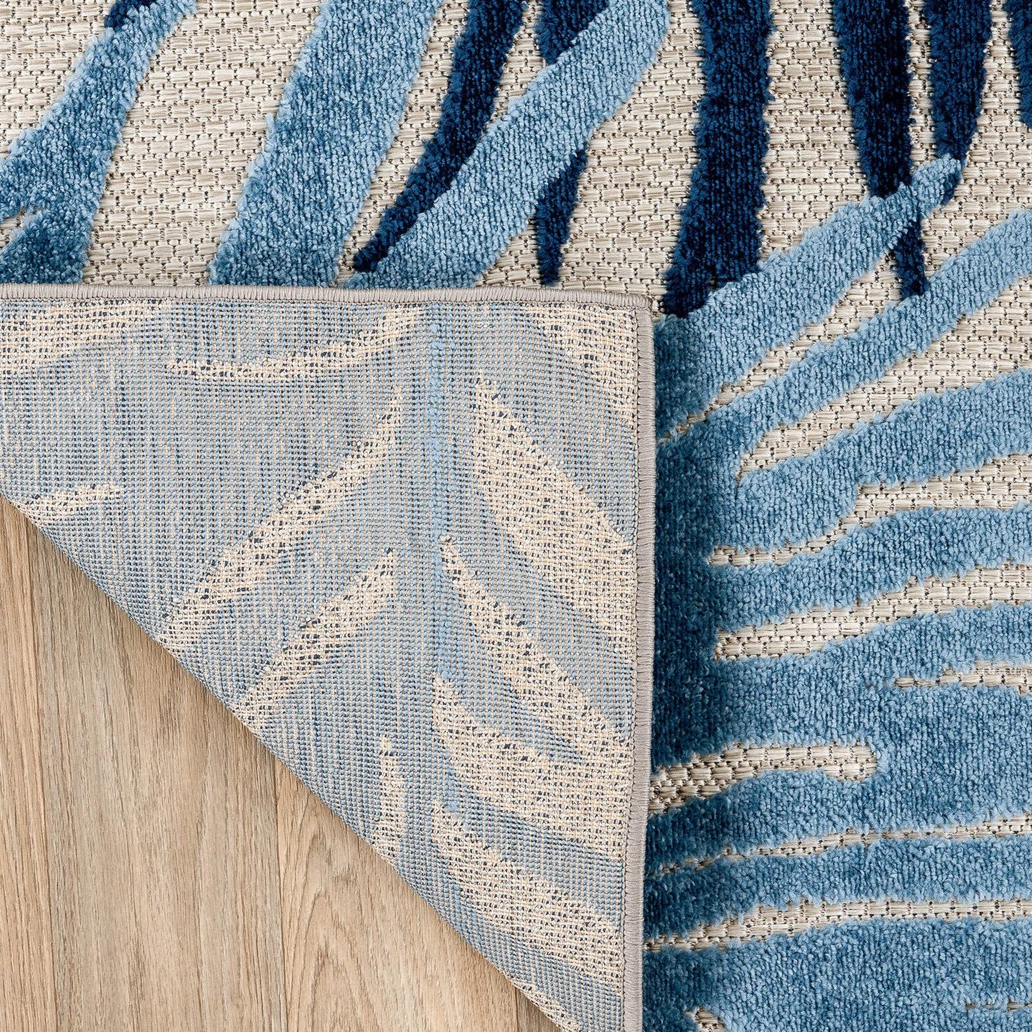 Rugshop Lucca Contemporary Floral Indoor/Outdoor Area Rug for Deck,Backyard,Porch,Balcony,Entryway 4' X 6' Navy